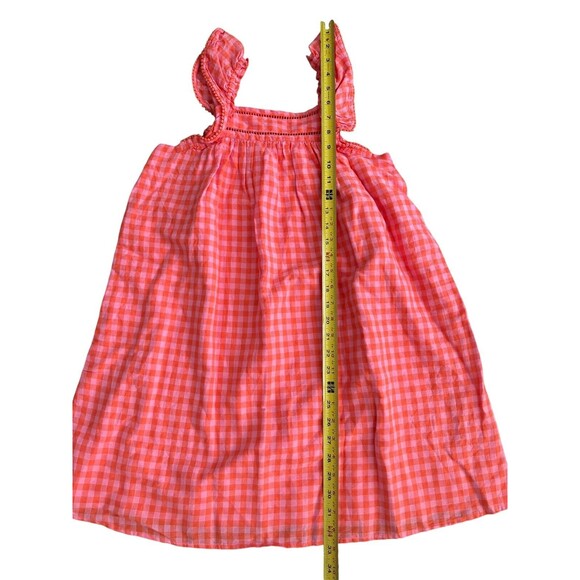NWT‎ Crewcuts Pink Gingham Ruffle Sleeve Dress Linen Blend Size 10 - Picture 5 of 7